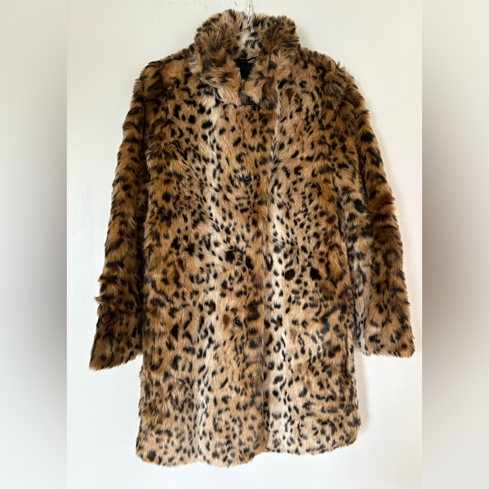 Aritzia Talula Teddy Leopard Coat, size XXS